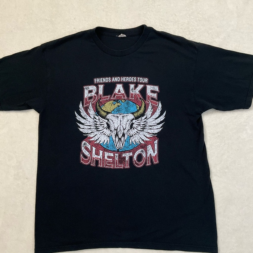 🌼4/$10🌼 BLAKE SHELTON 2020 Friends And Heroes Tour Black Graphic T-Shirt Large